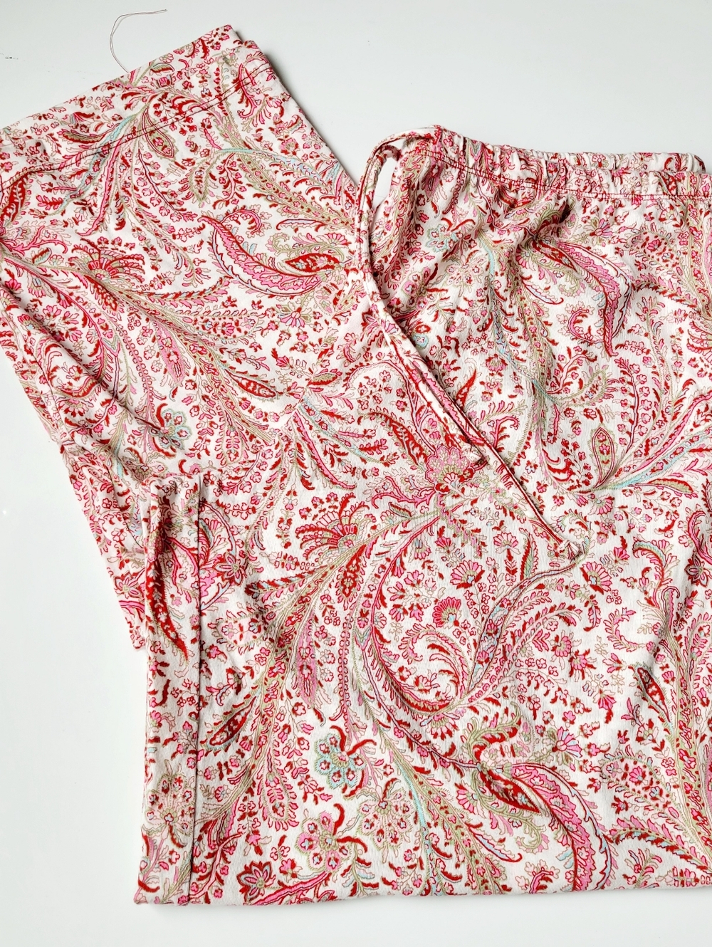 Ralph Lauren Pink Paisley Cotton Blend 2-pc. Pajamas Set LRL Embroidery Medium - Picture 8 of 16